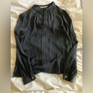 Black DVF silk pleated top